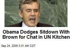 Obama Dodges Sitdown With Brown for Chat in UN Kitchen