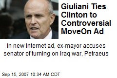 Giuliani Ties Clinton to Controversial MoveOn Ad