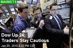 Dow Up 24; Traders Stay Cautious