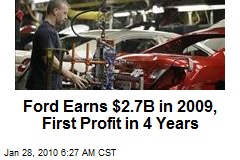 Ford Earns $2.7B in 2009, First Profit in 4 Years