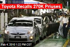 Toyota Recalls 270K Priuses