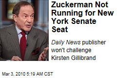 Zuckerman Not Running for New York Senate Seat