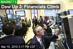 Dow Up 3; Financials Climb