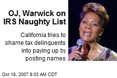 OJ, Warwick on IRS Naughty List