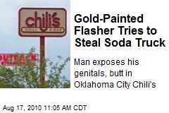 Gold-Painted Flasher Tries to Steal Soda Truck
